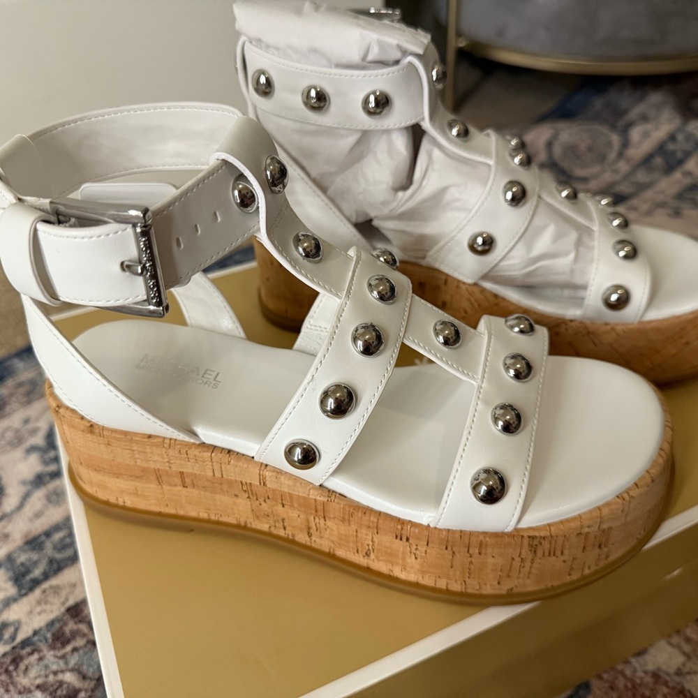 Michael Kors White Gladiator Sandals with Studs - Picture 2 of 6